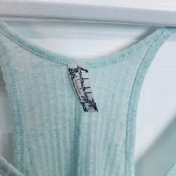 Free People Intimates Light Blue Ribbed Tank size Small - Picture 2 of 5